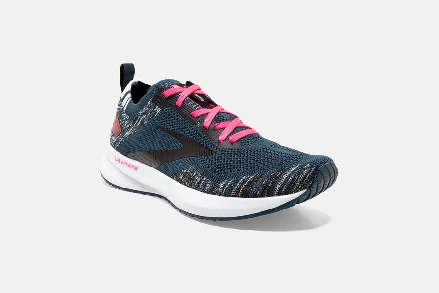 Brooks Running Shoes - Levitate 4 Road Womens - Navy/Black/Pink - DSX-309847